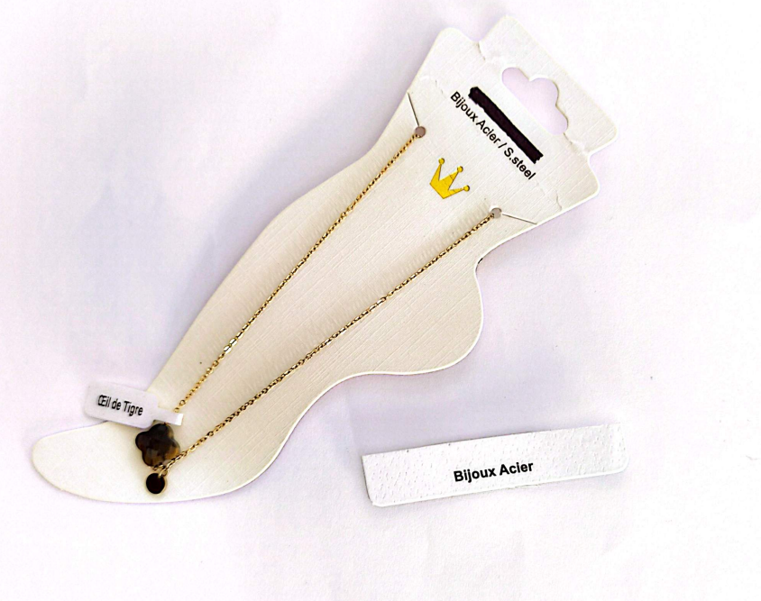 Bracelet de cheville Œil de Tigre sur présentoir pied